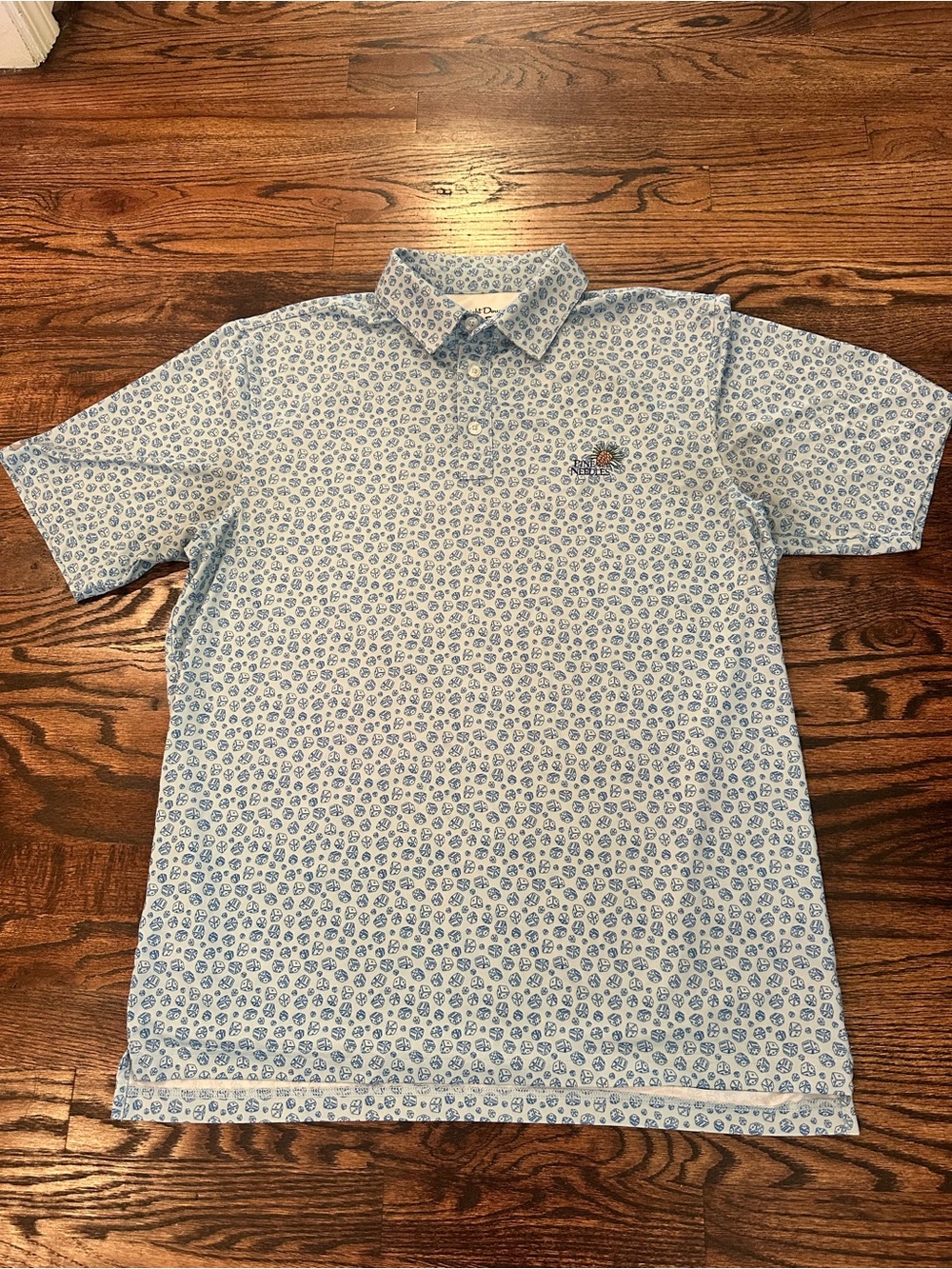 Straight Down Pine Needles Golf Polo Dice Print Performance Shirt M
